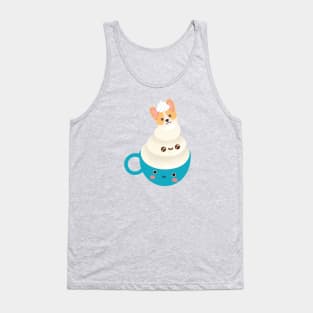 Corgi Aqua Cuppa Puppuccino Adorkablely Sweet Corgi Coffee Love Style Tank Top